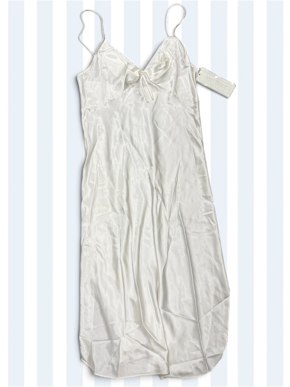 VTG Deadstock Ivory White Satin Nighty/Slip Dress Lingerie Val Mode